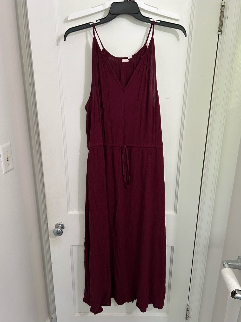 Gap Burgundy Crinkle Halter Maxi Dress